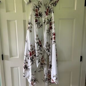 Floral High Low Dress, size M, off the Shoulder